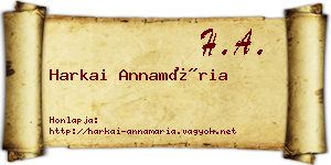 Harkai Annamária névjegykártya